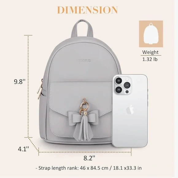 ECOSUSI Mini Backpack, Grey - Picture 3 of 9
